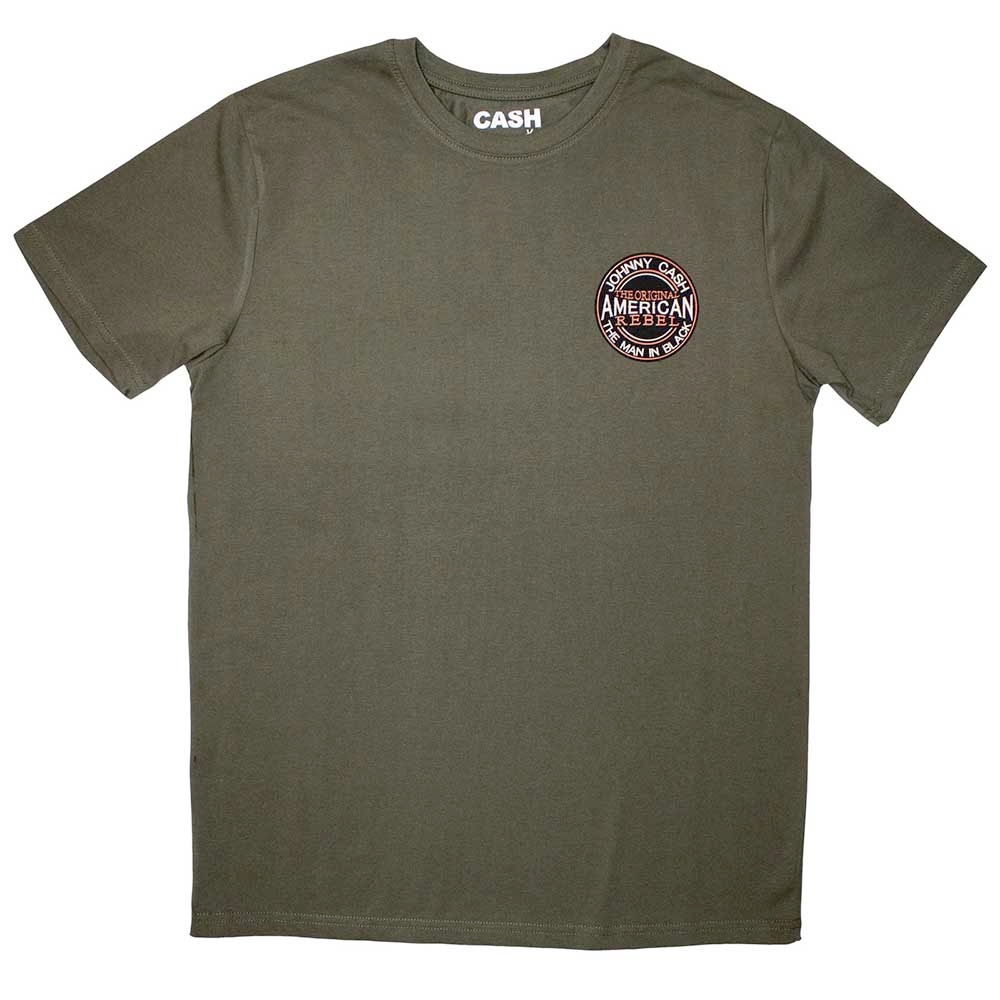 Johnny Cash - Mini American Rebel Logo Mens Tshirt - Green
